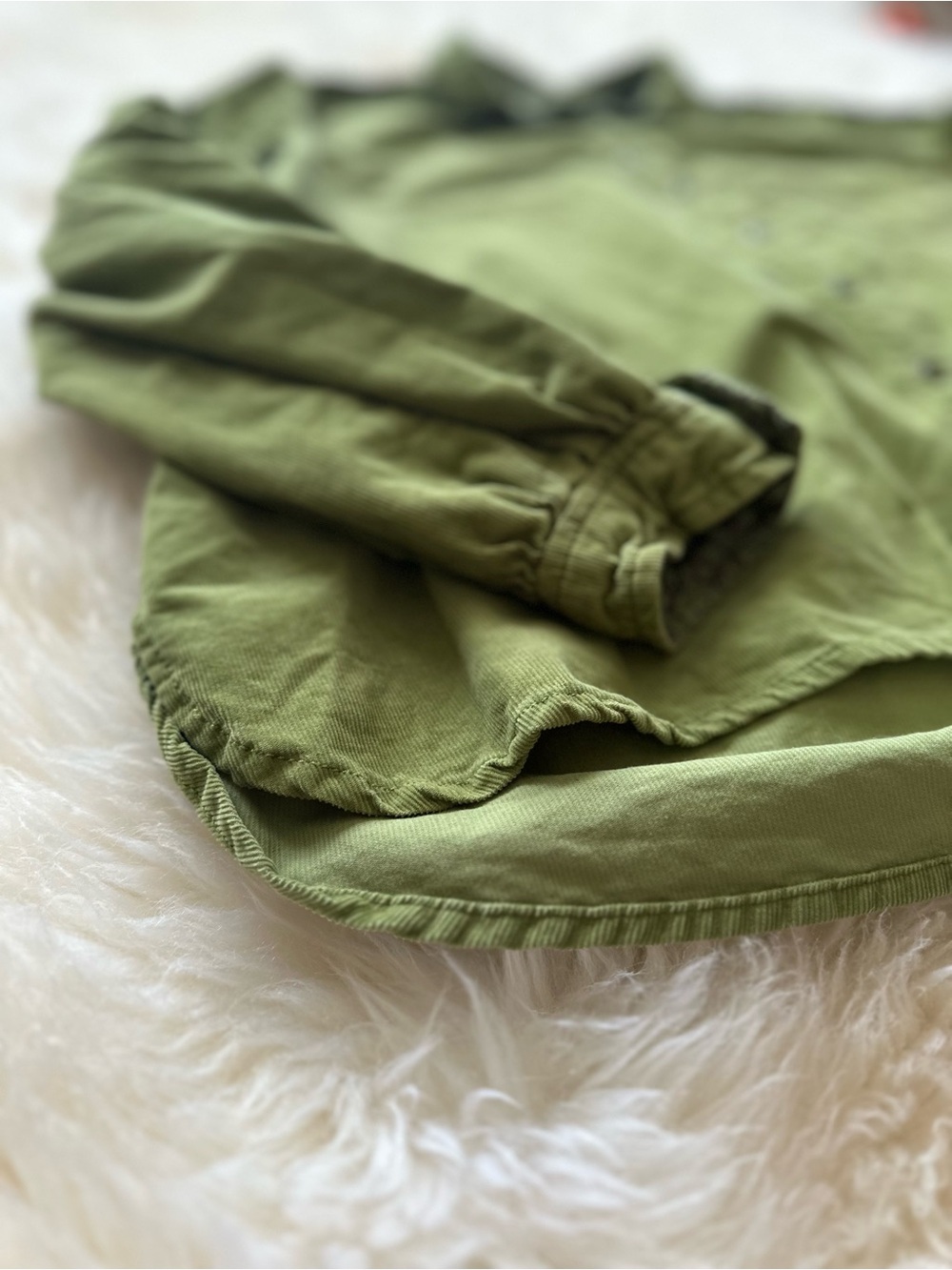 Anthropologie Pilcro Sigourney Corduroy Button Down Shirt Green Cotton - Picture 5 of 12